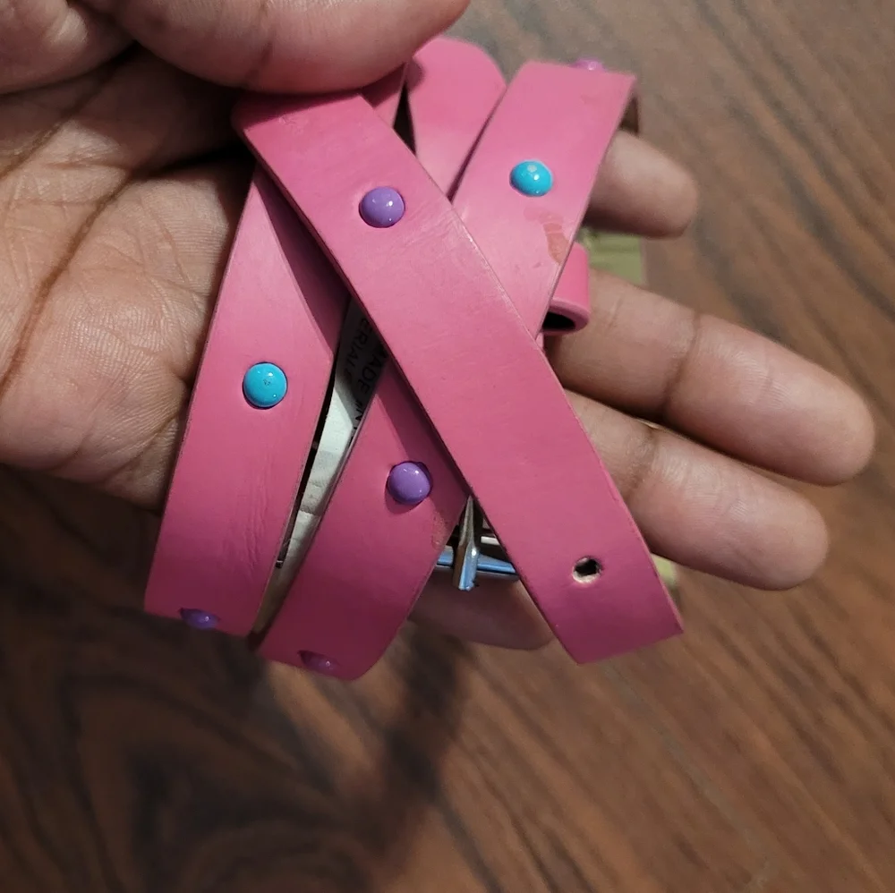 Pink, purple, and blue kids belt size xl